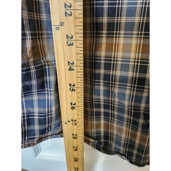 carhartt mens button down shirt sz m euc relaxed fit blue/tan plaid design - Picture 7 of 7
